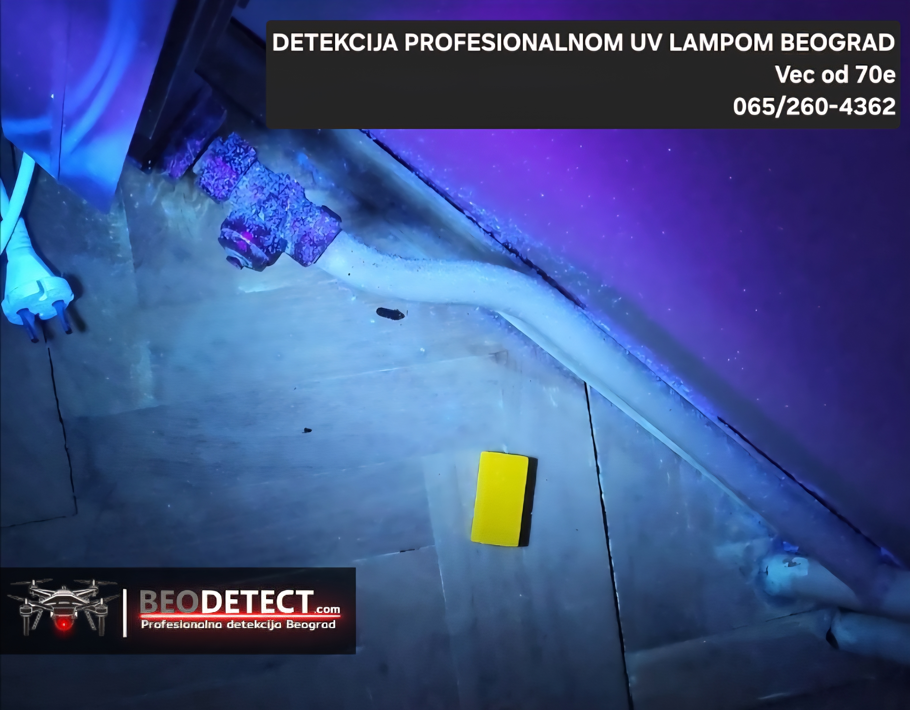 Uv lanpa profesionalna beograd detekcija curenja uv lampom otkrivanje snimanje curenje vode beodetect