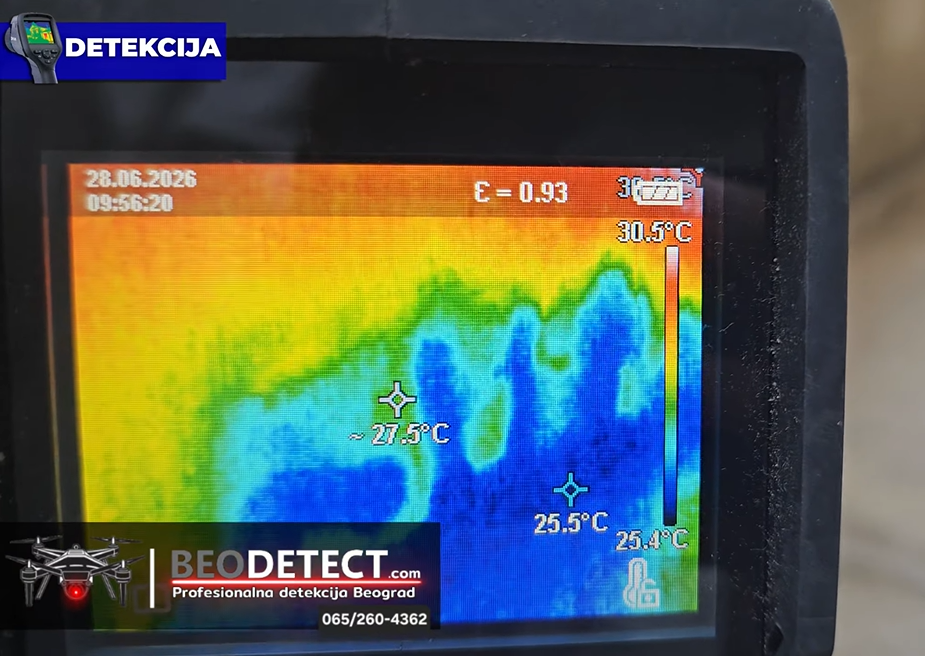 Drugi termovizijski snimak natapanja suterena i vlažnog zida u Beogradu