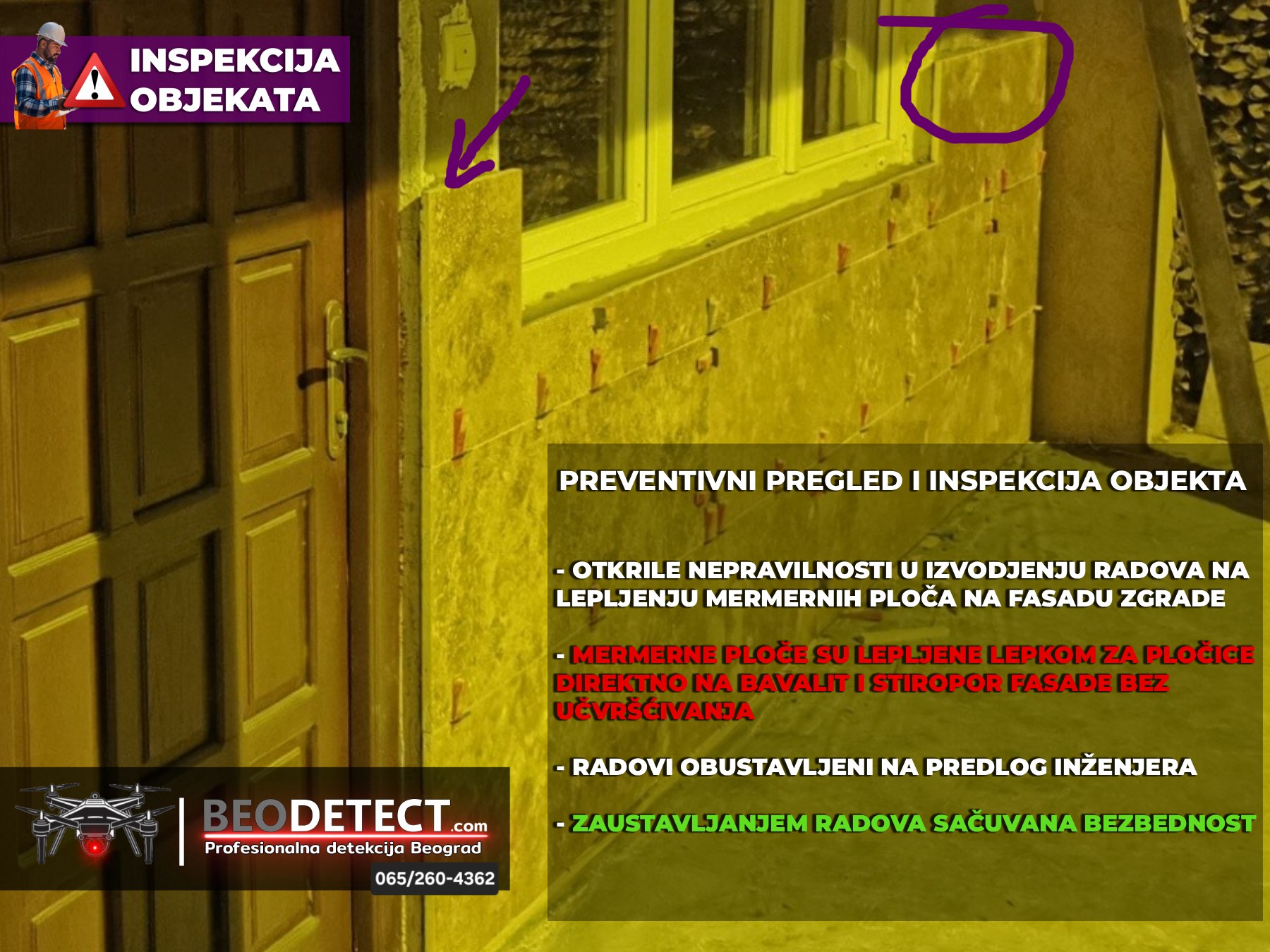 beodetekt otkriveno nepravilno izvodjenje radova na fasadi kuce spreceni radovi konsultacijama