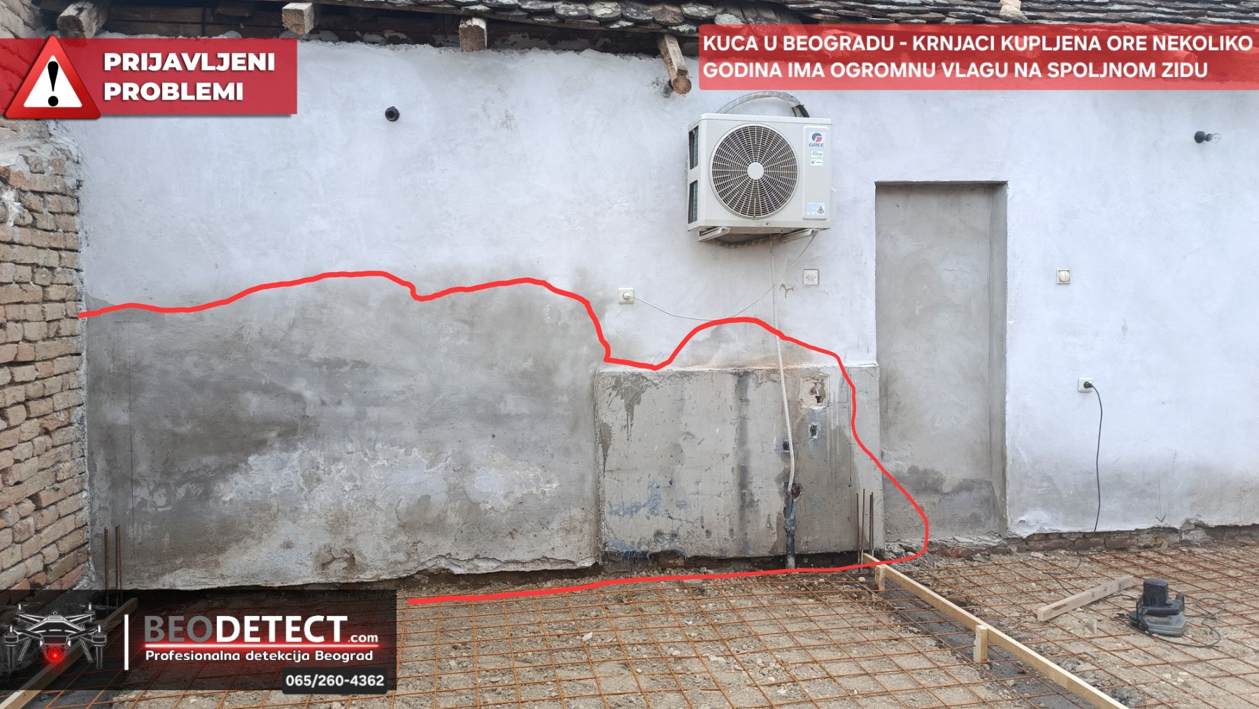 Krnjaca jul 2026 - Zrenjaninski put - Prijavljen problem vlazenja - spoljni zid kuce…