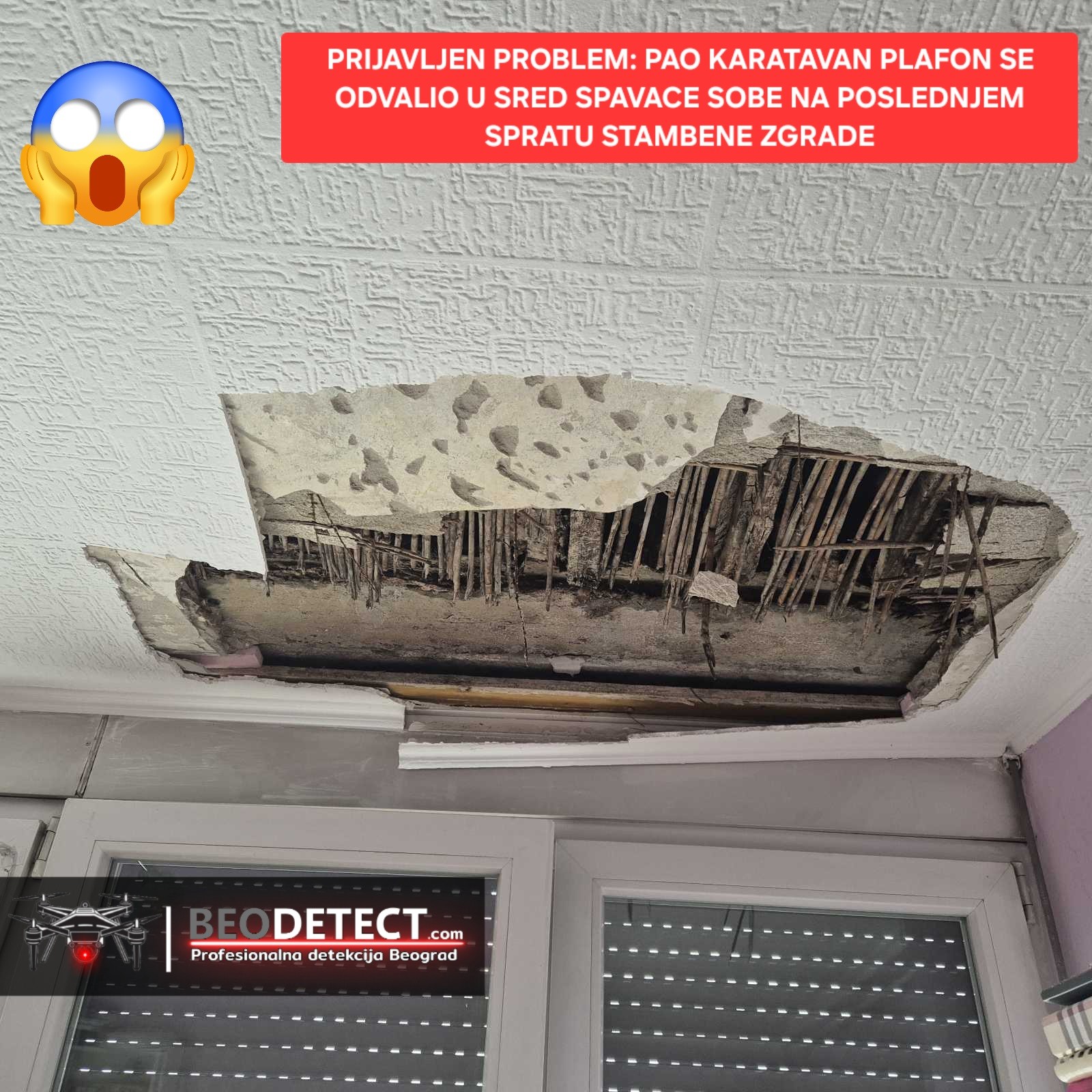 Prijavljen problem - Novi Beograd - Fontana - Karatavan plafon se obrušio u spavaćoj sobi – nevidljivo&hellip;