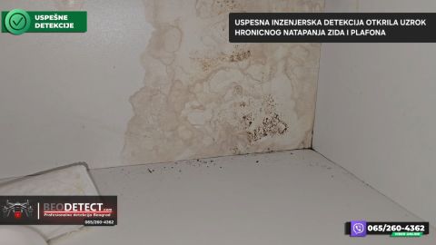 Merač vlage – zatecena vlaga budj Vizuelna inspekcija utvrdila ogromne fleke oko plocastih ma…, Zvezdara 4 — Zvezdara, Beograd